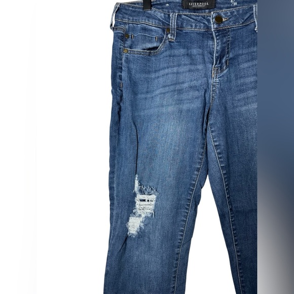 Liverpool Jeans Company Womens Distressed Mid-Rise Skinny Jeans Blue Size 6 / 28 - Picture 4 of 11